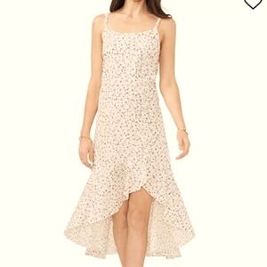 Vince Camuto Floral Spaghetti Strap Metallic Asymmetrical Dress sz small
